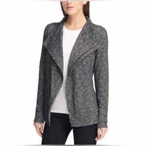 G.H. Bass Asymmetrical Sporty Terry Knit Charcoal Womens Jacket Size M